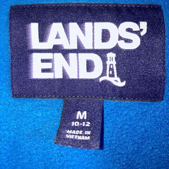 Lands End Heritage Stripe Fleece Snap Neck Pullover Top Sweater Jacket sz Medium - Picture 7 of 8